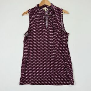 Michael by Michael Kors Magenta Black Sleeveless Stretch Shirt Top Women's Large